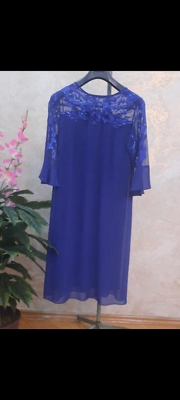 Zərif ziyafət donu – kral mavisi rəngdə - Model: sərbəst kəsimli