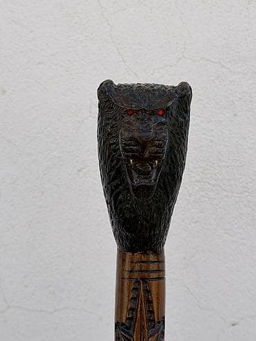 çəlik: Ağacdan oyma dizaynlı əl işi əsalı - Material: bərk ağac, cilalanmış — 1