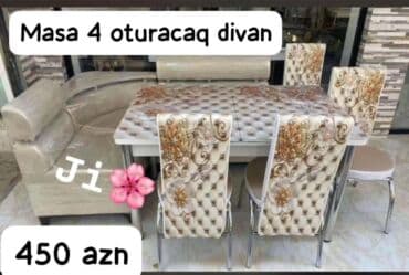 metbex ucun qaz sobalari: Mətbəx üçün, Yeni, Açılan, Dördbucaq masa, 4 stul — 2