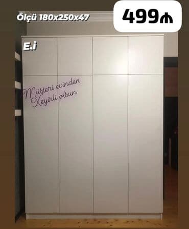Sifarişlə dolablar: Açılan, 6 qapı Düz dolab, Qarderob, paltar dolabı