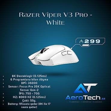 komputer kabel: Razer Viper V3 Pro – White oyun siçanı - 8K dəstəyi (0.125 ms) - 6 — 1