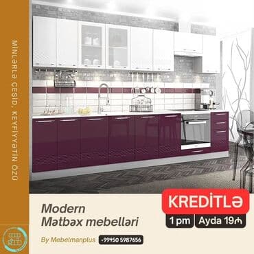 mermer pilleken: Sifarişlə mətbəx dəsti, Özü çəkən petlələr, Mat laminat, Kredit var, Pulsuz çatdırılma — 2