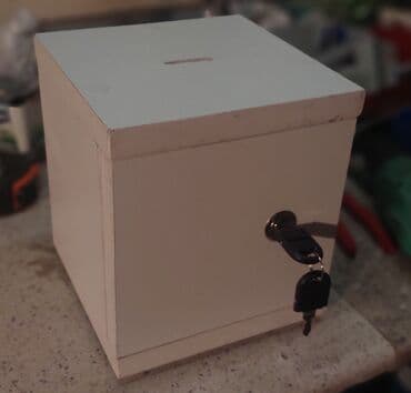 pul sayan aparat qiyməti: Açarla kilidlənən taxta pul qutusu/kassa qutusu - Material: ağ rəngli — 2