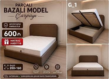Mebel: Parçalı bazalı model çarpayı – G_1 - Ölçü: 200x160 sm - Bazalı — 1