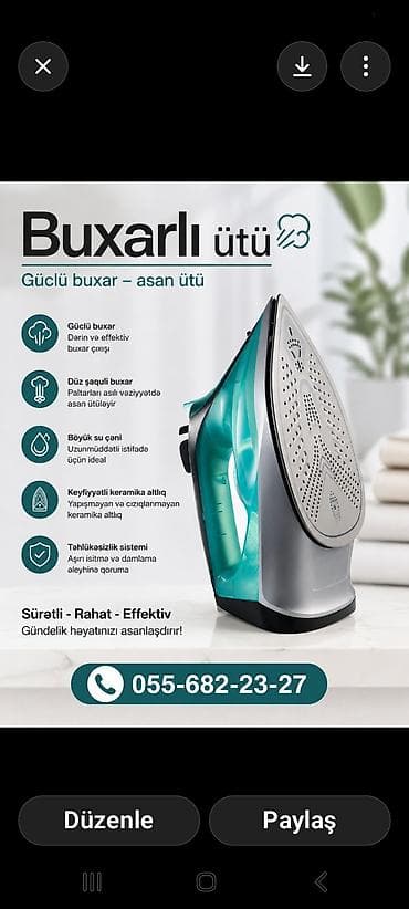hp 26 51626ae: Buxarlı ütü – gündəlik işi asanlaşdıran güclü köməkçi Xüsusiyyətlər — 2