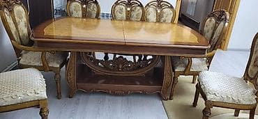 ağ stol: Qonaq otağı üçün, Dördbucaq masa, 8 stul — 1