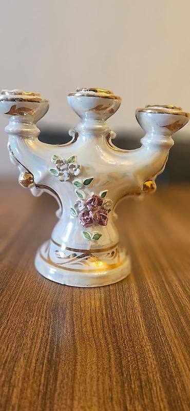 guzgu samdan: Üçlüyə uyğun şamlıq - Material: keramika/porcelain - Dizayn: klassik — 1