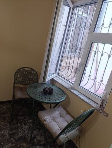 диван и стол на кухню: Yumru masa, 2 stul, Açılan, Stullar ilə, Metal — 1