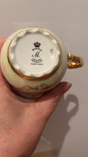 sud separatoru: Çay dəsti, rəng - Qızılı, Farfor, 6 nəfərlik, Çexiya — 4