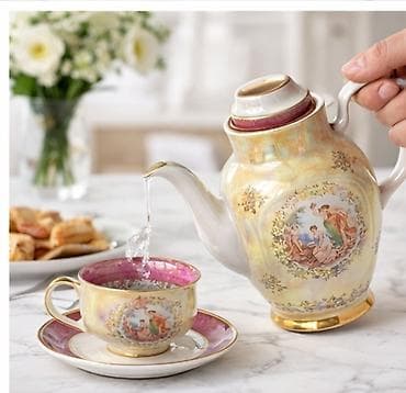 sud separatoru: Çay dəsti, rəng - Sarı, Farfor — 3