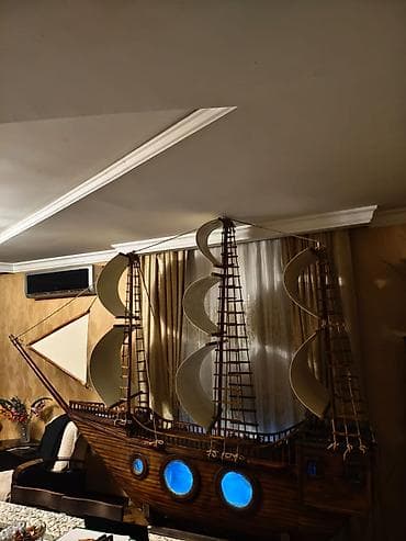 Velosiped aksesuarları: Böyük dekorativ yelkənli gəmi maketi - Material: təbii ağac — 5