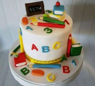 şəkilli tort: Məktəb mövzulu bəzəkli tortlar – “Bilik Günü”, “İlk dərsin mübarək” — 2