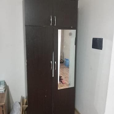 2 qapılı, Güzgülü, Qəhvəyi, Digər material, Açılan, Düz dolab