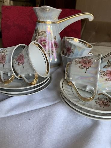 servis destleri: Qəhvə dəsti, rəng - Ağ, Farfor — 2