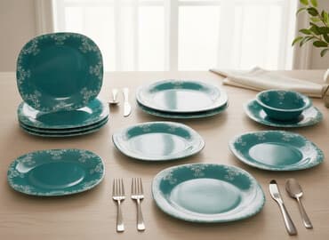 yuxuda xrustal qab görmek: Boşqablar, 14 ədədli dəst, Şüşə, Rusiya — 1