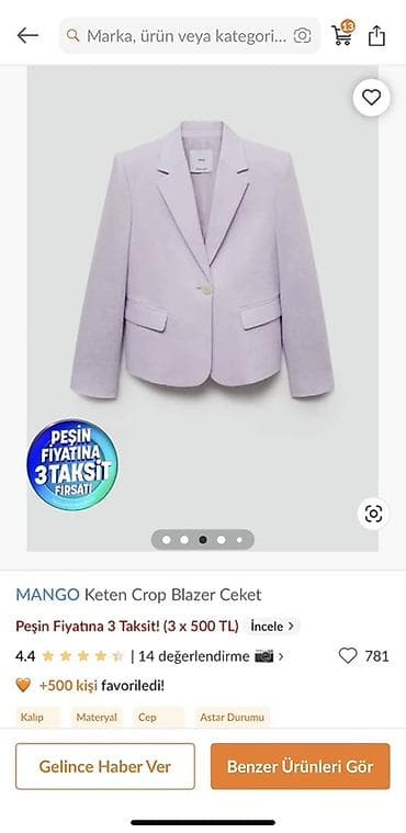 Pencəklər: Pencək, Mango, Kətan, M — 1