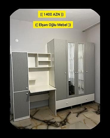 divar rəf: Yeni, 4 qapılı, Güzgülü, Boz, Açılan, Düz dolab — 1