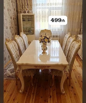 Masa desti satilir 8 stul daxil. Masa acilan deyil olcu boyukdu. 2x90