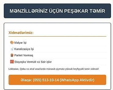 Mənzillər üçün peşəkar təmir xidməti Təklif olunan işlər: - Malyar