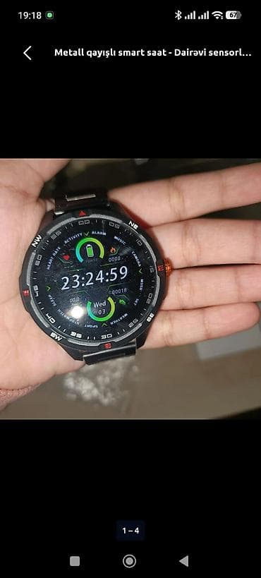 Elektronika: Metall qayışlı smart saat - Dairəvi sensorlu toxunma ekran - Metal — 4