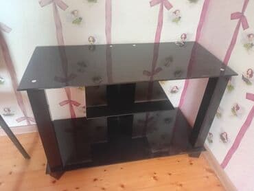 подставка под телевизор: Прямой ТВ стенд, С полками, Стеклянный — 1