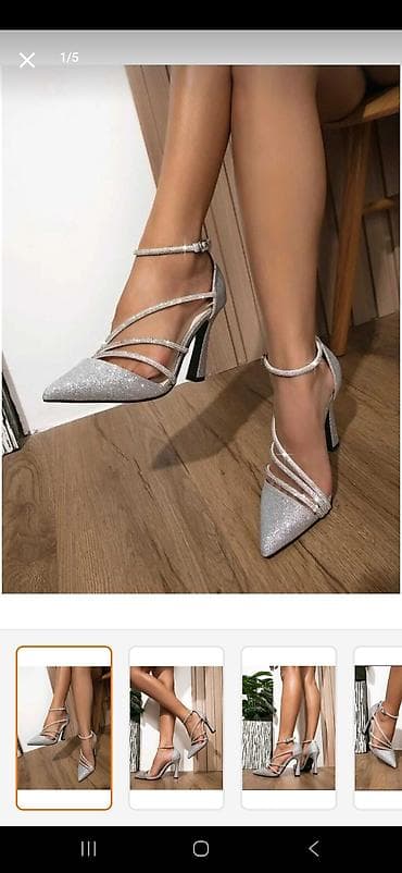 Женская обувь: Размер: 36, цвет - Серебристый, Б/у — 2