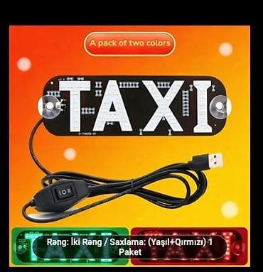 barber reklam: LED “TAXI” işıq lövhəsi – avtomobil üçün - İki rəng: yaşıl və qırmızı — 1