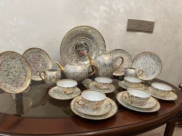 cex fara: Çay dəsti, rəng - Qızılı, Farfor, 6 nəfərlik — 5