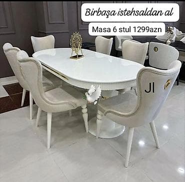 metbex mebeli satilir: Qonaq otağı üçün, Yeni, Açılmayan, Oval masa, 6 stul — 1