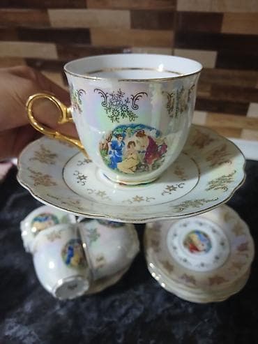 çay servisi: Çay dəsti, rəng - Ağ, Farfor, Çexiya — 2