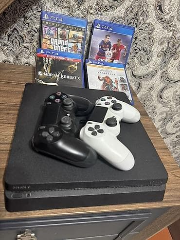 iphone 5s ucuz: PlayStation 4 Slim oyun konsolu dəsti Komplekt: - PS4 Slim (qara) - 2 — 1