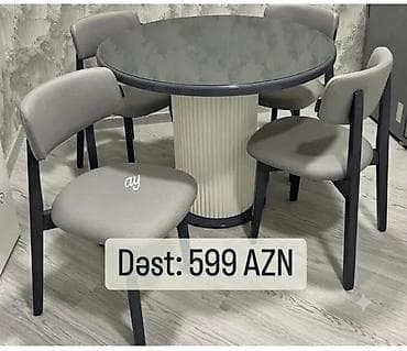 Mətbəx üçün, Yeni, Açılmayan, Yumru masa, 4 stul