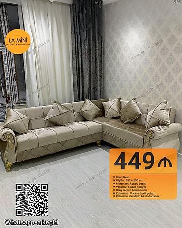 Divanlar: Künc divan, Açılan, Bazalı, Parça, Şəhərdaxili pulsuz çatdırılma — 1