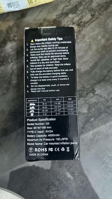 wilo pompa: Q3 Portativ Avtomobil Şişirdici Pompa – 150 PSI Xüsusiyyətlər: - — 4
