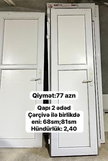 PVC qapılar – çərçivə ilə birlikdə 1) Ağ PVC panel qapılar – 2 ədəd - — 1