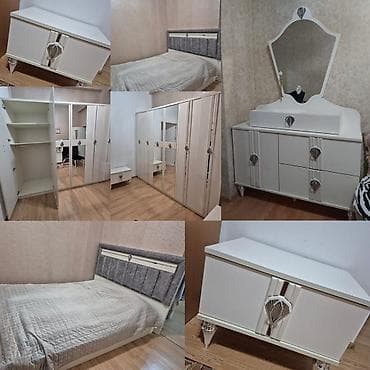 Двуспальная кровать, Трюмо, Шкаф, 2 тумбы, Б/у