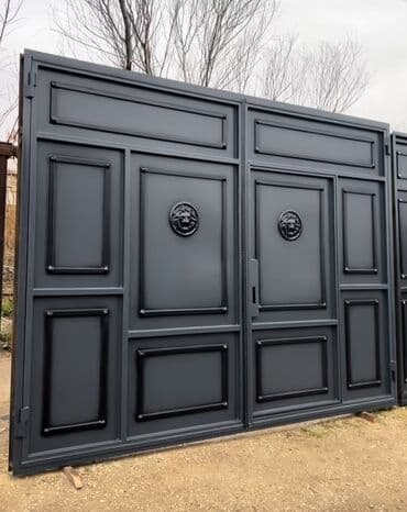 жер тошок: Железо Дворовые ворота, Распашные, 3 м, Механические, С дверью, цвет - Голубой, Нет кредита, Платная установка, Платная доставка — 31