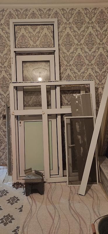 taxta gapilar: PVC balkon çıxış qapısı və pəncərə dəsti - Material: ağ PVC profil — 6