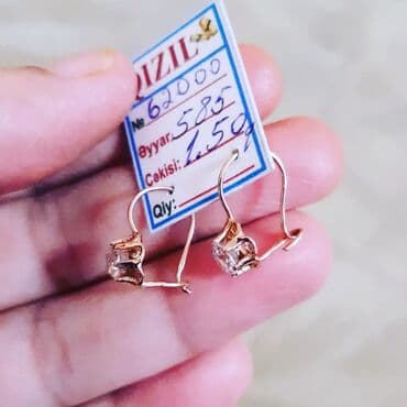 sirqalar qizil: Sırğa, Sarı qızıl, 585 Əyar, 1500 g — 3