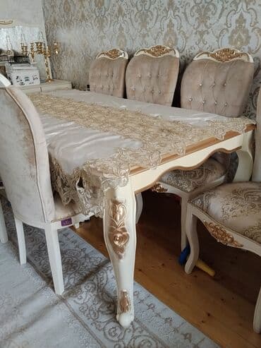 kafel qiymetleri 2022: Qonaq otağı üçün, İşlənmiş, Açılmayan, Oval masa, 6 stul — 7