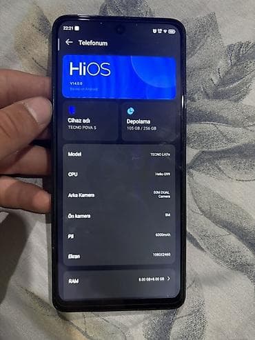 71.50: Tecno Pova 5, 256 GB, rəng - Mavi, Barmaq izi — 4