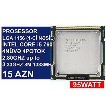 Prosessor “LGA 1156 (1ci nəsil) İntel Core i5 760” ⭐LGA 1156 (1ci