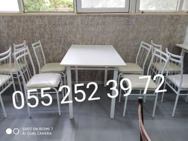 stol və stul dəstləri: Yeni, Dördbucaq masa, 4 stul, Açılmayan, Stullar ilə, Metal, Azərbaycan — 1