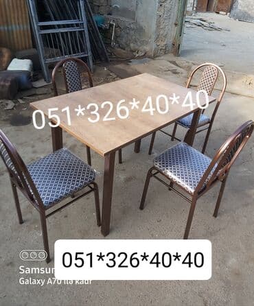 Masa və oturacaq dəstləri: Qonaq otağı üçün, Yeni, Açılan, Dördbucaq masa, 4 stul — 1