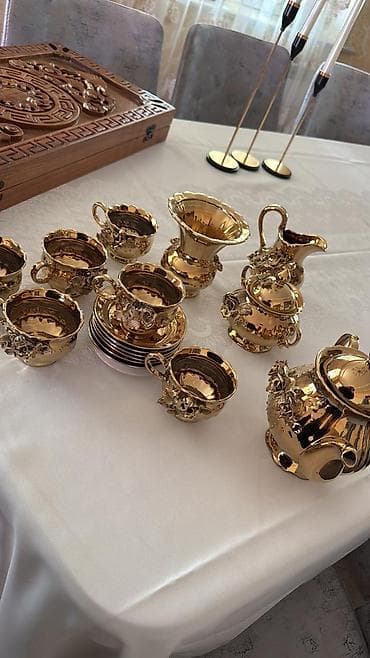 kitayski roza haqida malumot: Çay dəsti, rəng - Qızılı, Keramika — 1