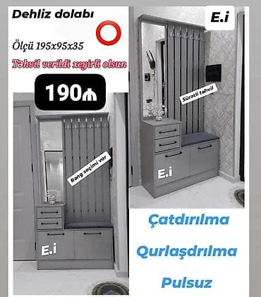 embawood dəhliz mebeli: Dehliz dolabı – praktik və funksional dizayn Ölçü: 195x95x35 sm — 1