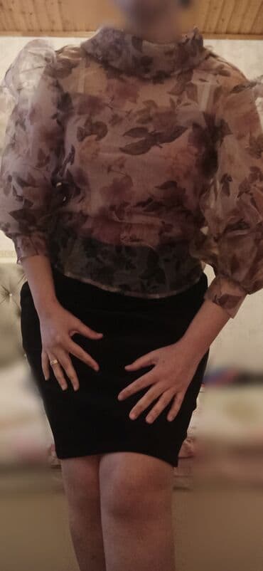 Lincoln: Qadın üçün şifon bluz - Model: çiçək naxışlı, şəffaf şifondan - Rəng — 1