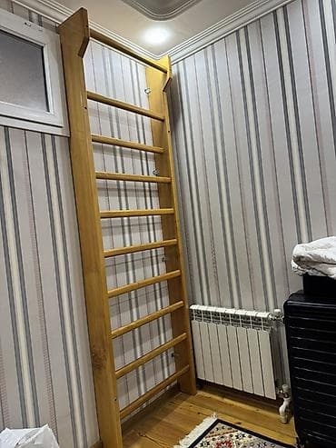 Taxta İsveç divar turniki (wall bars) - Material: möhkəm massiv ağac