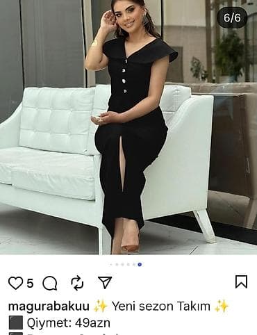 Yeni sezon qadın geyimi – elegant qara “takım”. - Model: Dizaltı