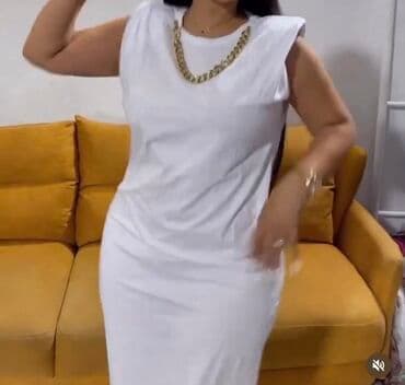 узбекское платье со штанами: Ag rengde yumushaq materialda serin paltar az strecliyi var — 4